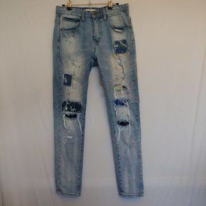 Kloud 9 Woman's distressed ripped painted grungy denim jeans 32/32